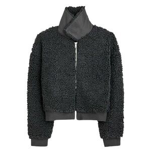 J.Crew Teddy Sherpa Bomber Short Jacket Black Medium NWT